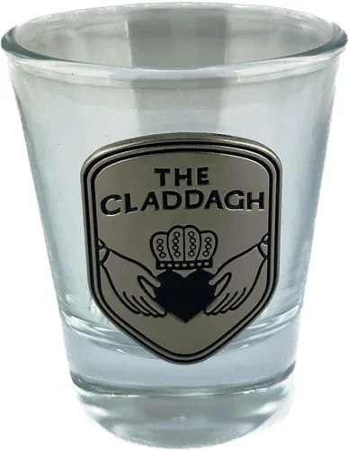 Vista 4 de Juego de 3 vasos de chupito, diseño irlandés, adorno celta, arpa, trébol, Slainte Claddagh, Irlanda, artículo de bar, recuerdo, regalo