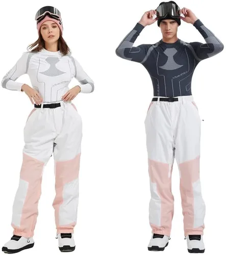 Vista 7 de SNOWVERB Pantalones de esquí unisex de montaña para mujer, pantalones de snowboard cálidos, pantalones de nieve resistentes al viento, pantalones