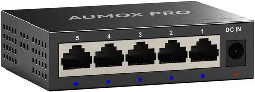 Vista 9 de Conmutador Ethernet Gigabit no administrado de 5 puertos, concentrador de red AUMOX PRO Home, divisor Ethernet de oficina, Plug-and-Play