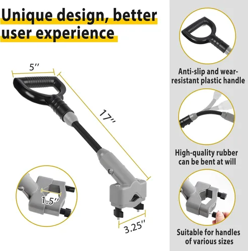 Vista 2 de Mango universal para pala de nieve, accesorio de mango protector de espalda para pala de nieve, extensión de mango ergonómico de elasticidad, ajuste