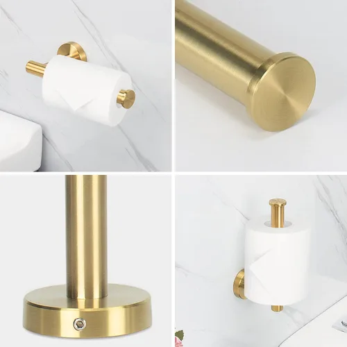 Vista 3 de NearMoon Juego de accesorios de baño SUS 304 de acero inoxidable grueso, incluye toallero de 16 pulgadas, soporte para papel higiénico, ganchos Oro