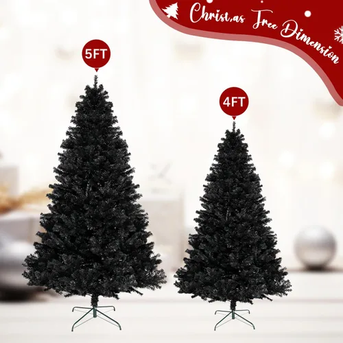 Vista 8 de Árbol de Navidad artificial negro de 4 pies, árbol de Navidad pequeño falso