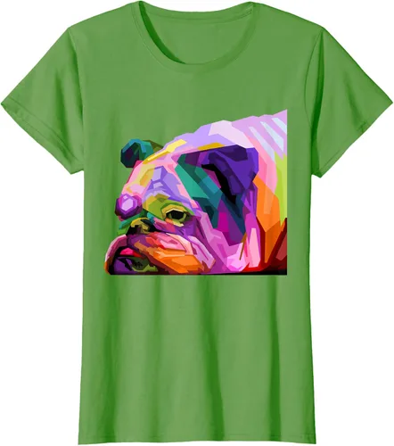 Vista 59 de Camiseta de retrato pop artístico de bulldog británico inglés para dueños de perros, Negro, S