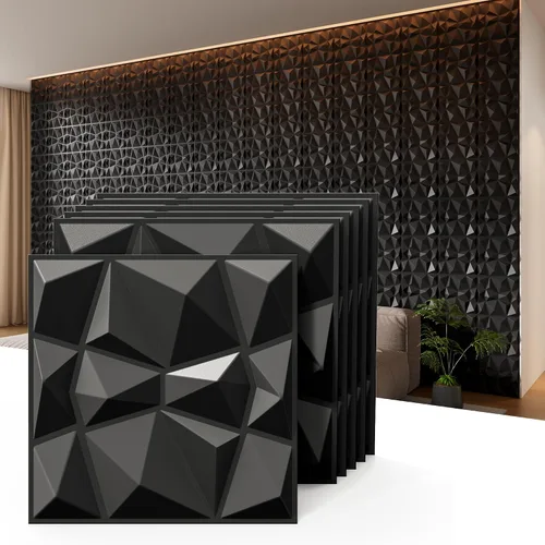 Vista 11 de INMOZATA Paneles de pared 3D para decoración de pared interior, paquete de 33 paneles decorativos de pared de 12 x 12 pulgadas con diamantes, panel