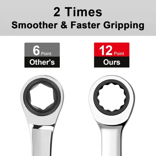 Vista 4 de Jetech - Llave combinada de trinquete de 10 mm, llave de carraca de grado industrial con trinquete de 12 puntas y 72 dientes, acero Cr-V forjado