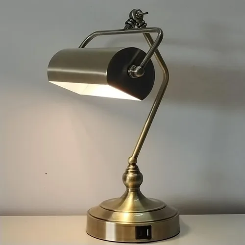 Vista 6 de CONCA Lámpara de escritorio ajustable clásica de toque antiguo, lámpara de banquero, lámpara de piano, lámpara de mesa de protección ocular