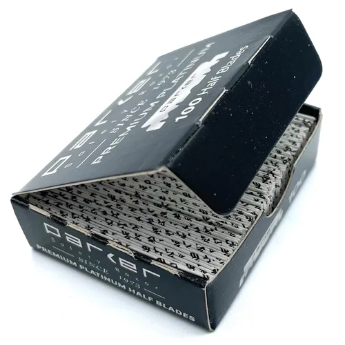 Vista 3 de Parker Premium Platinum 1/2 cuchillas, 200 unidades **, para maquinillas de afeitar profesionales de peluquero, afeitadoras de afeitar y maquinillas