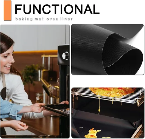 Vista 6 de Revestimientos para horno para la parte inferior del horno, paquete de 5 tapetes grandes y resistentes, 17 x 25 pulgadas, antiadherentes