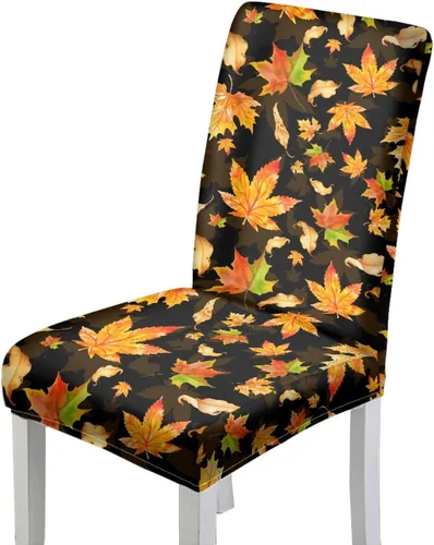 Vista 18 de Rnyleeg Juego de 1 fundas para sillas de comedor de otoño, diseño de hojas, para sala de estar, sin brazos, funda elástica para silla de cóctel