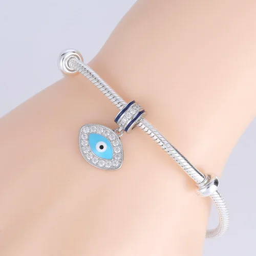 Vista 3 de ABUN Colgante de plata de ley 925 con circonita transparente para pulsera europea