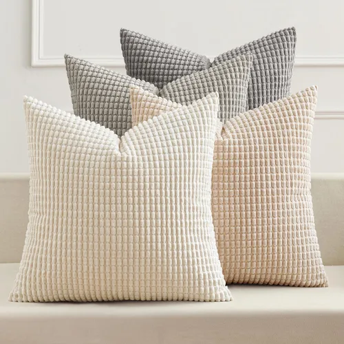 Vista 15 de MIULEE Farmhouse - Juego de 4 fundas de almohada decorativas de 16 x 16 pulgadas, color marrón y verde Modern Natural Rustic Throw Pillows Neutral