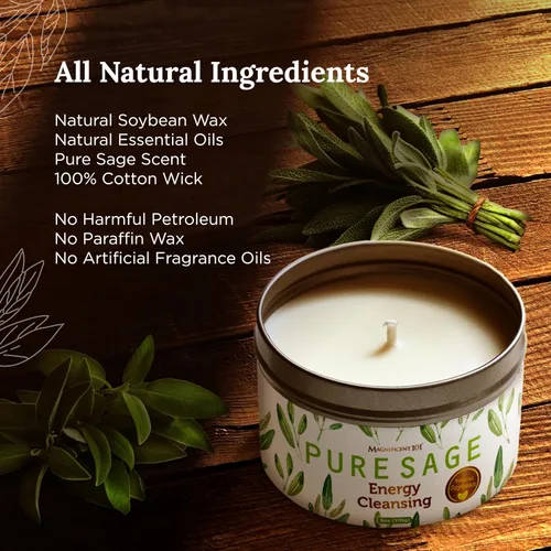 Vista 2 de MAGNIFICENT 101 Vela de salvia blanca pura para limpieza energética de la casa, elimina la energía negativa I, purifica y cura los chakras, vela