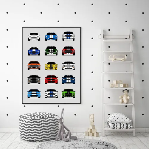 Vista 5 de Custom Car Posters Póster hecho a mano compatible con Shelby Evolution Print Wall Art Decor Best of Shelby Generations, multicolor, 8 x 10 pulgadas