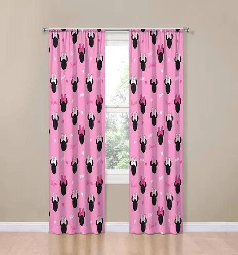 Vista 2 de Jay Franco Disney Minnie Mouse Hearts N Love - Cortinas de 84 pulgadas, hermosa decoración de habitación y fácil de instalar, las cortinas incluyen