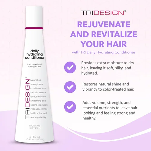 Vista 2 de TRIDESIGN Acondicionador hidratante para mujeres – Acondicionador extra hidratante y restaurador para cabello seco, dañado y teñido – Añade volumen