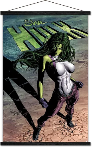 Vista 8 de Trends International Marvel Comics She-Hulk - Póster de pared #29 de She-Hulk, 14.725 x 22.375 pulgadas, versión enmarcada de madera de granero