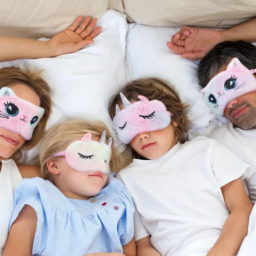 Vista 2 de Zhanmai 8 máscaras de unicornio para dormir de gato, máscara de ojos de felpa sintética de piel suave, ojos de gato, unicornio, ojos vendados