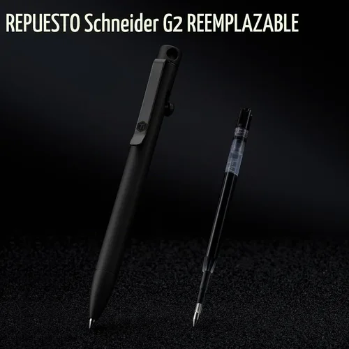 Vista 5 de KeyUnity KP01BK Bolt Action EDC Pen con clip, bolígrafo de bolsillo de titanio para transporte diario (negro)