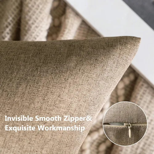 Vista 3 de MIULEE Paquete de 2 fundas de almohada decorativas para exteriores, impermeables, sólidas, de lino sintético, para jardín, granja, patio, tienda