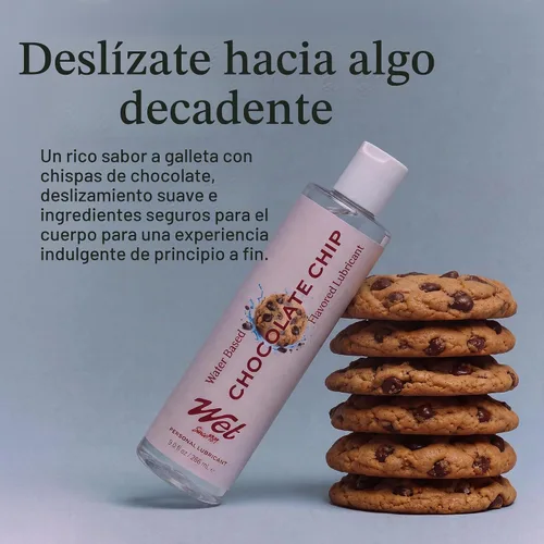 Vista 3 de Wet Chocolate Chip Cookie - Lubricante comestible, seguro para condones, sin azúcar, 3 onzas líquidas