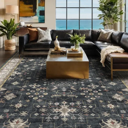 Vista 226 de Hazo Haus – Alfombra pequeña para entrada, cocina o baño, antideslizante con base de goma, resistente a las manchas y a la decoloración, diseño