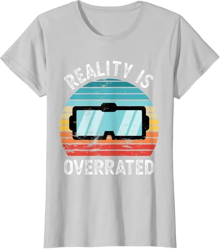 Vista 16 de Reality is Overrated VR - Camiseta divertida de regalo de realidad virtual, Negro, S