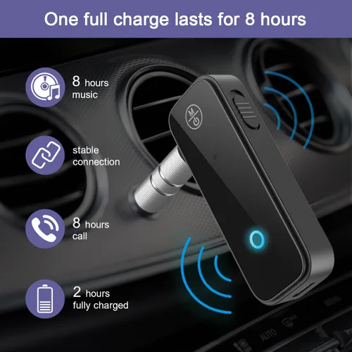 Vista 3 de Adaptador AUX Bluetooth para automóvil, receptor Bluetooth 5.3 y transmisor para automóvil viejo/estéreo doméstico/TV, adaptador de audio