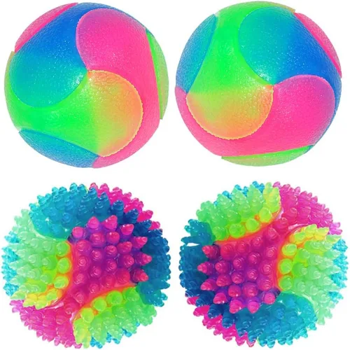 Vista 10 de 2 bolas grandes para perros con luz intermitente, bola elástica que brilla en la oscuridad, interactiva, saltando, parpadeante, juguetes