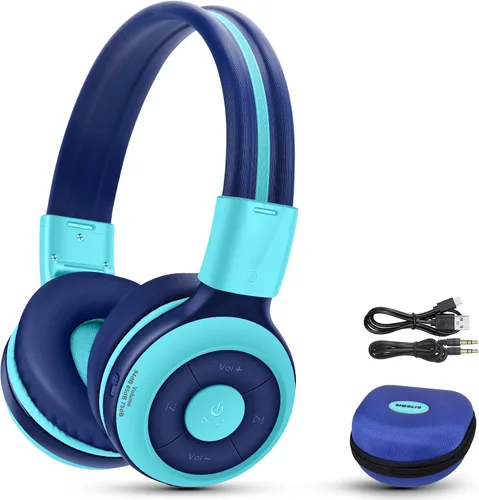 Vista 16 de SIMOLIO Auriculares inalámbricos para niñas, Bluetooth plegables para niños, con micrófono y volumen limitado, auriculares estéreo sobre la oreja