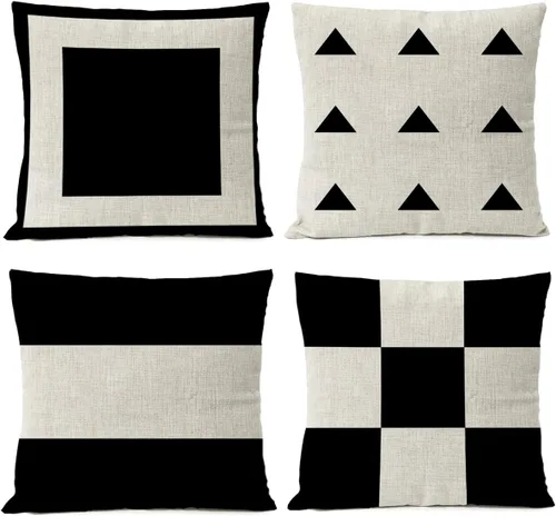 Vista 9 de Juego de 4 fundas de almohada geométricas de ciervo negro y verde de 18 x 18 pulgadas con forma de corazón, fundas decorativas para el hogar, sofá