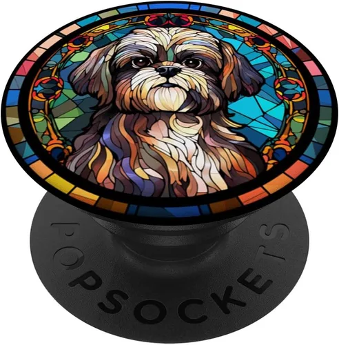 Vista 6 de Shih Tzu Dog - Vitrales de diseño artístico con diseño artístico PopSockets MagSafe PopGrip para iPhone