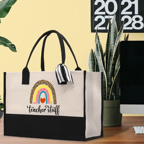 Vista 5 de VANESSA ROSELLA Bolsa de lona de algodón para profesores, regalo para profesores, bolsa floral