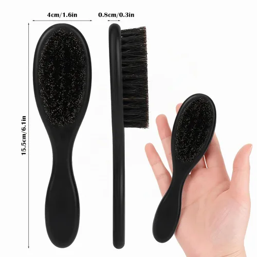 Vista 5 de Mozeat Lens Cepillo de pelo, 2 piezas de cerdas naturales de jabalí, mango de ABS, cepillo de peluquero profesional para desenredar, alisar