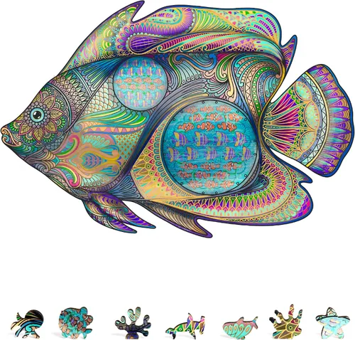 Vista 11 de ZenChalet Rompecabezas de madera de astrología para adultos, rompecabezas de madera con signos del zodiaco de bola de cristal, rompecabezas de arte