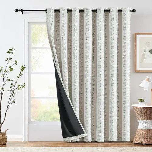Vista 41 de jinchan - Cortinas bohemias 100% blackout de 54 pulgadas de largo para dormitorio, estampado geométrico negro sobre beige, con ojales