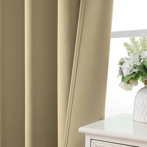Vista 6 de CUCRAF - Cortinas opacas beige de 45 pulgadas, juego de 2 paneles con bolsillo para barra, cortinas para oscurecer dormitorios y sala de estar