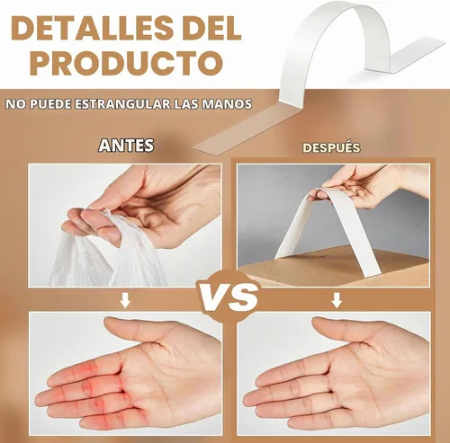 Vista 4 de Frienda - 25 asas de transporte autoadhesivas para cajas y bolsas, agarre de embalaje