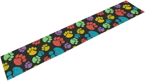 Vista 2 de Camino de mesa con diseño de patas de perro, lindo animal con estampado de patas de cachorro, decoración de fiesta de cumpleaños, casa de campo