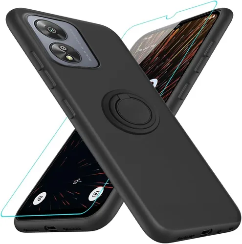 Vista 10 de Funda compatible con Blackview Shark 6/Oscal Tiger 8 con protector de pantalla, soporte de anillo giratorio de 360°, TPU a prueba de golpes, funda