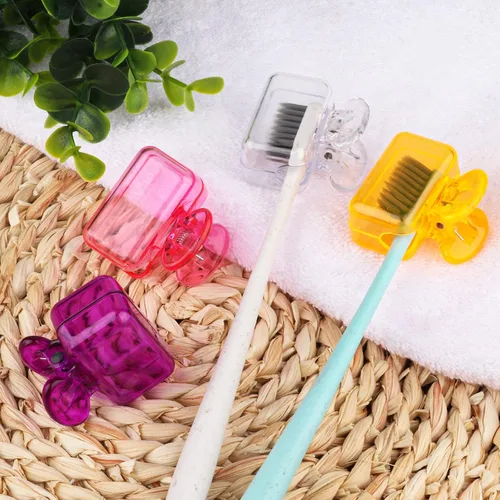 Vista 6 de Paquete de 4 fundas protectoras para cepillos de dientes de viaje, protector de cepillo de dientes, estuche protector de plástico portátil