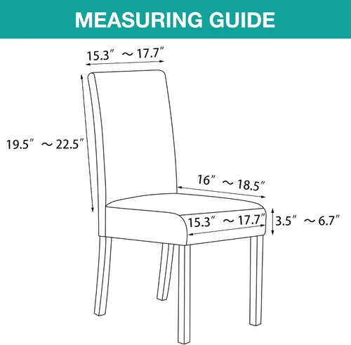 Vista 6 de Turquoize - Juego de 2 fundas elásticas para sillas de comedor, fundas lavables removibles para sillas de comedor, fundas de asiento para sillas
