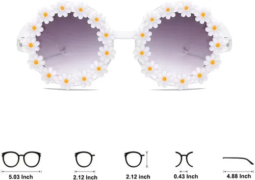 Vista 2 de Gafas de sol redondas de flores para niña, con forma de flor, protección UV 400, gafas de sol para regalar al aire libre