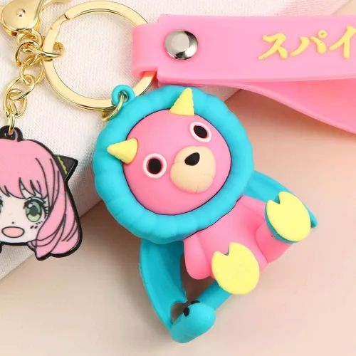 Vista 3 de JCvCX Anya Keychains Chimera Lion Keychain Anya Cosplay Keychains Yor Forger Key Chain Key Ring Key Tag