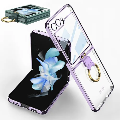 Vista 17 de SHIEID Z Flip 4 - Funda protectora delgada con soporte de anillo, borde galvanizado para Galaxy Z Flip 4, con protector de pantalla integrado