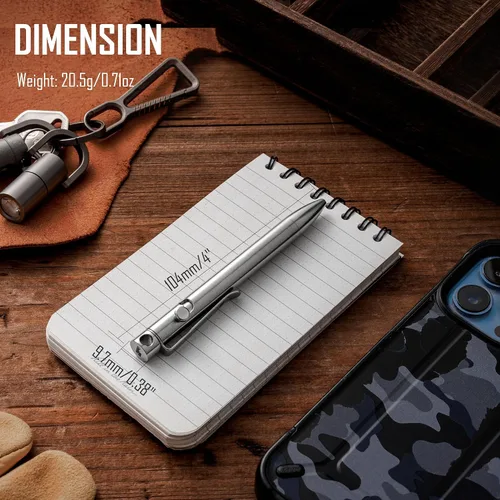 Vista 4 de KeyUnity KP03ST Titanium EDC Bolt Action Pen & KM14SW Titanium EDC Llavero Clip con Abrebotellas Bundle