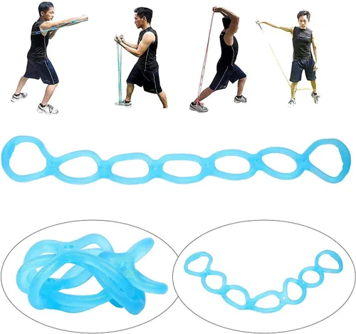 Vista 3 de Banda elástica de ejercicio de 7 anillos, banda de resistencia elástica de silicona portátil, bandas flexibles para pilates, correa de estiramiento