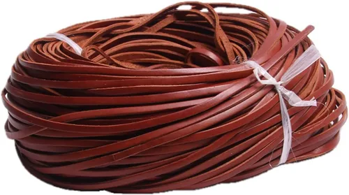 Vista 21 de Cuerda de cuero genuino de 21 yardas, cuerda plana de cuero trenzado para hacer joyas, collares, pulseras, cordones de zapatos, correas de bolsa
