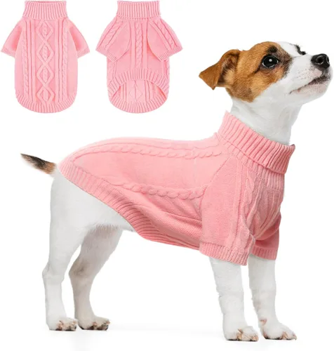 Vista 11 de BEAUTYZOO Suéteres de perro para perros pequeños, ropa de punto con agujero Pompones beige