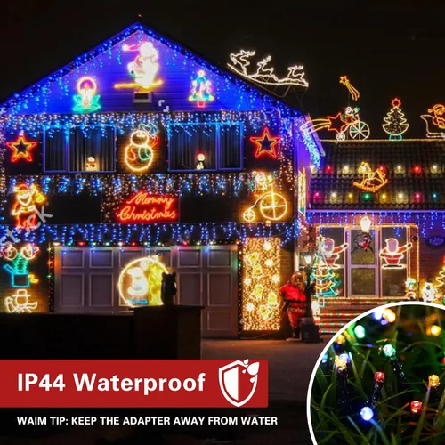 Vista 6 de Toodour - Luces LED de Navidad para exteriores, 131 pies, 350 luces LED para interiores con música, sensor de movimiento, luces de árbol de Navidad