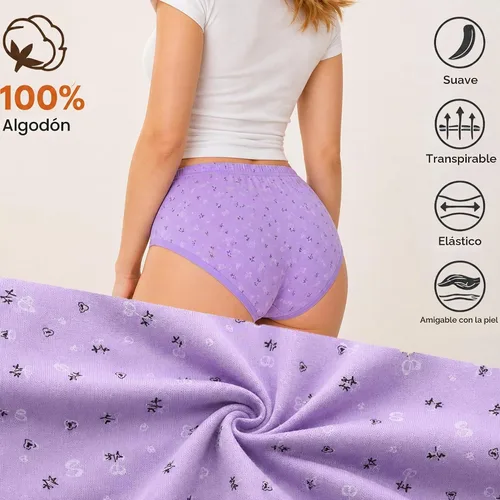 Vista 5 de Ropa interior transpirable para mujer, bragas de cintura alta, bragas suaves y elásticas, paquete de 5 Style-1
